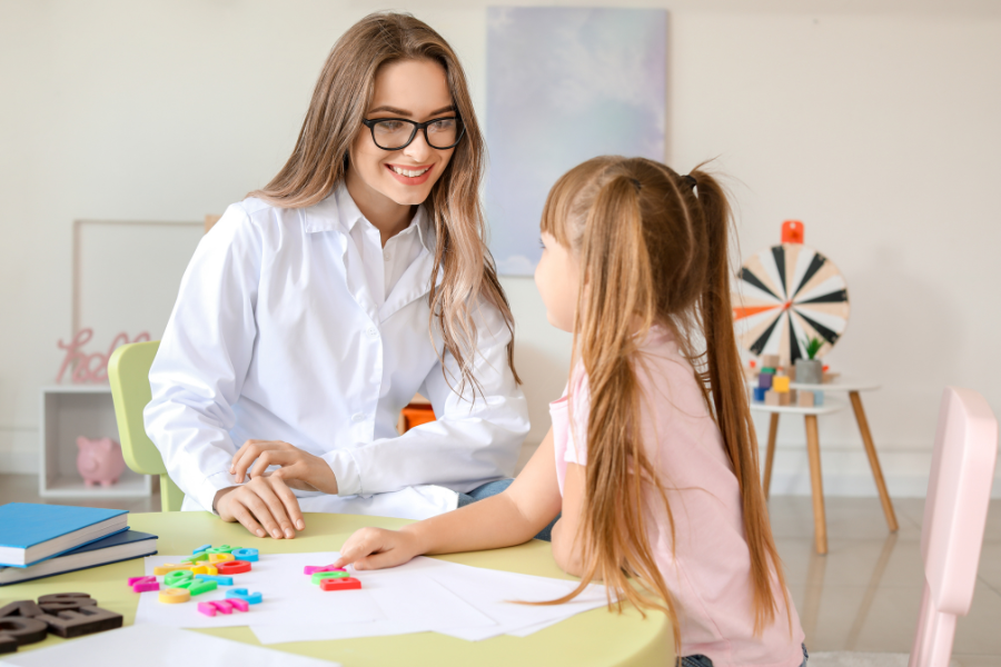 kid doing speech therapy